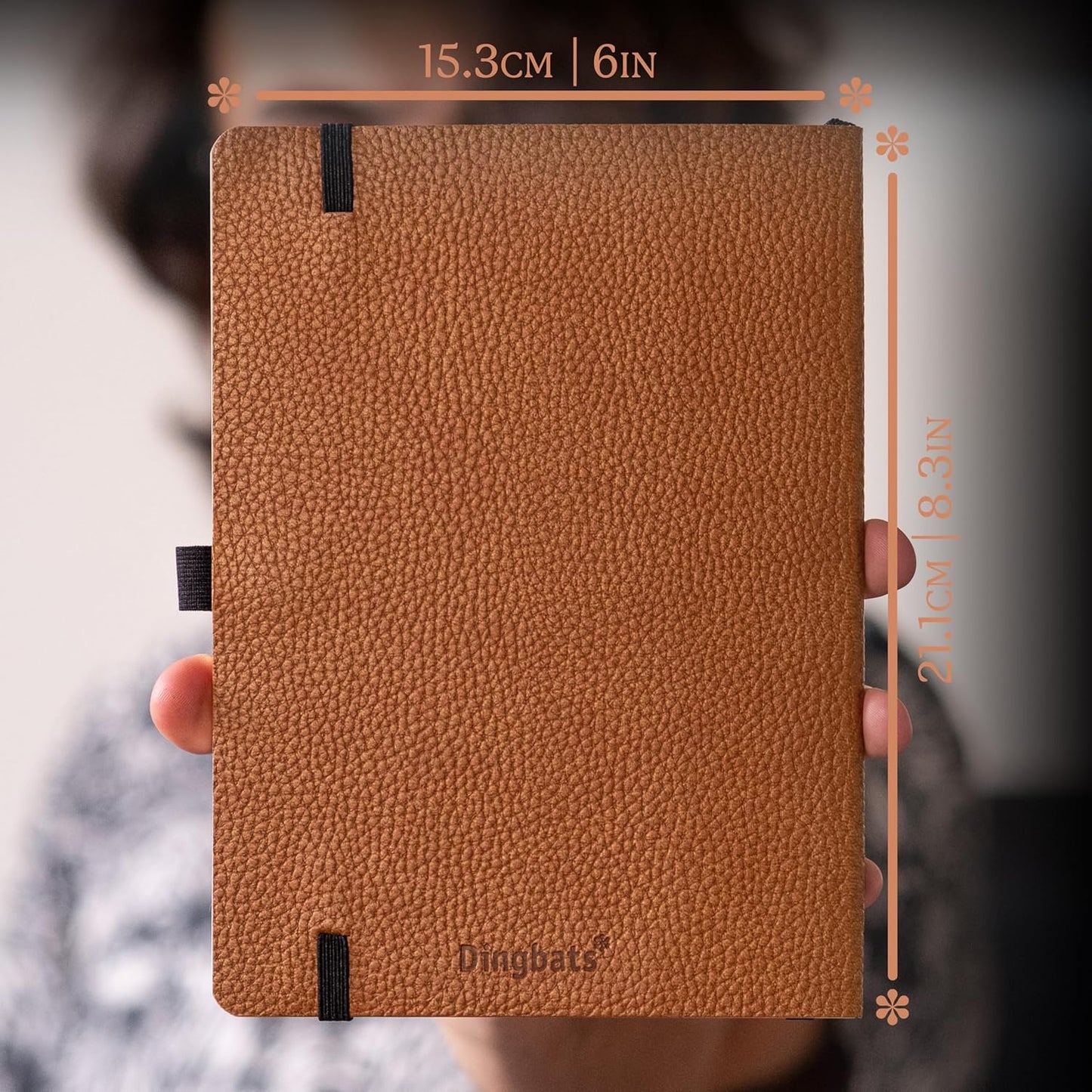 Dingbats* Wildlife Dotted Journal Notebook A5 - Vegan Leather Soft Cover, Ideal for Work, Travel - Pocket, Elastic Closure, Bookmark