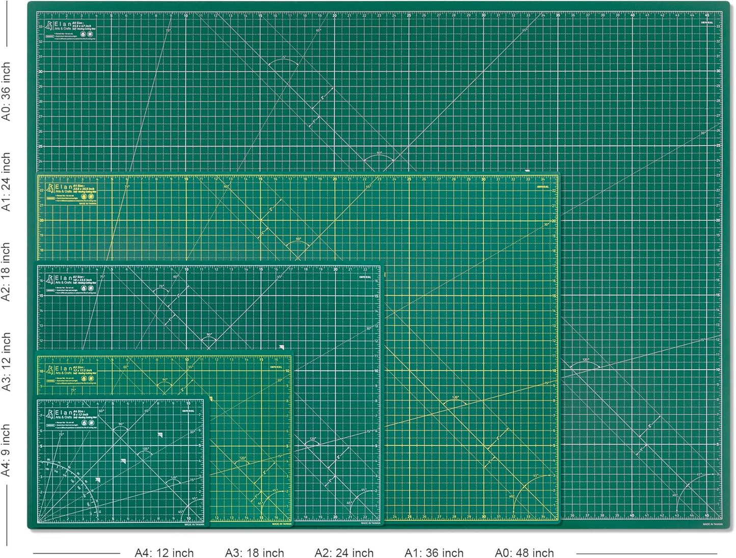 Elan Cutting Mat A3 Green, Self Healing Cutting Mat 12x18 Inch, 5-Ply Craft Board Green, Hobby Board for Crafts 12x18 Inch