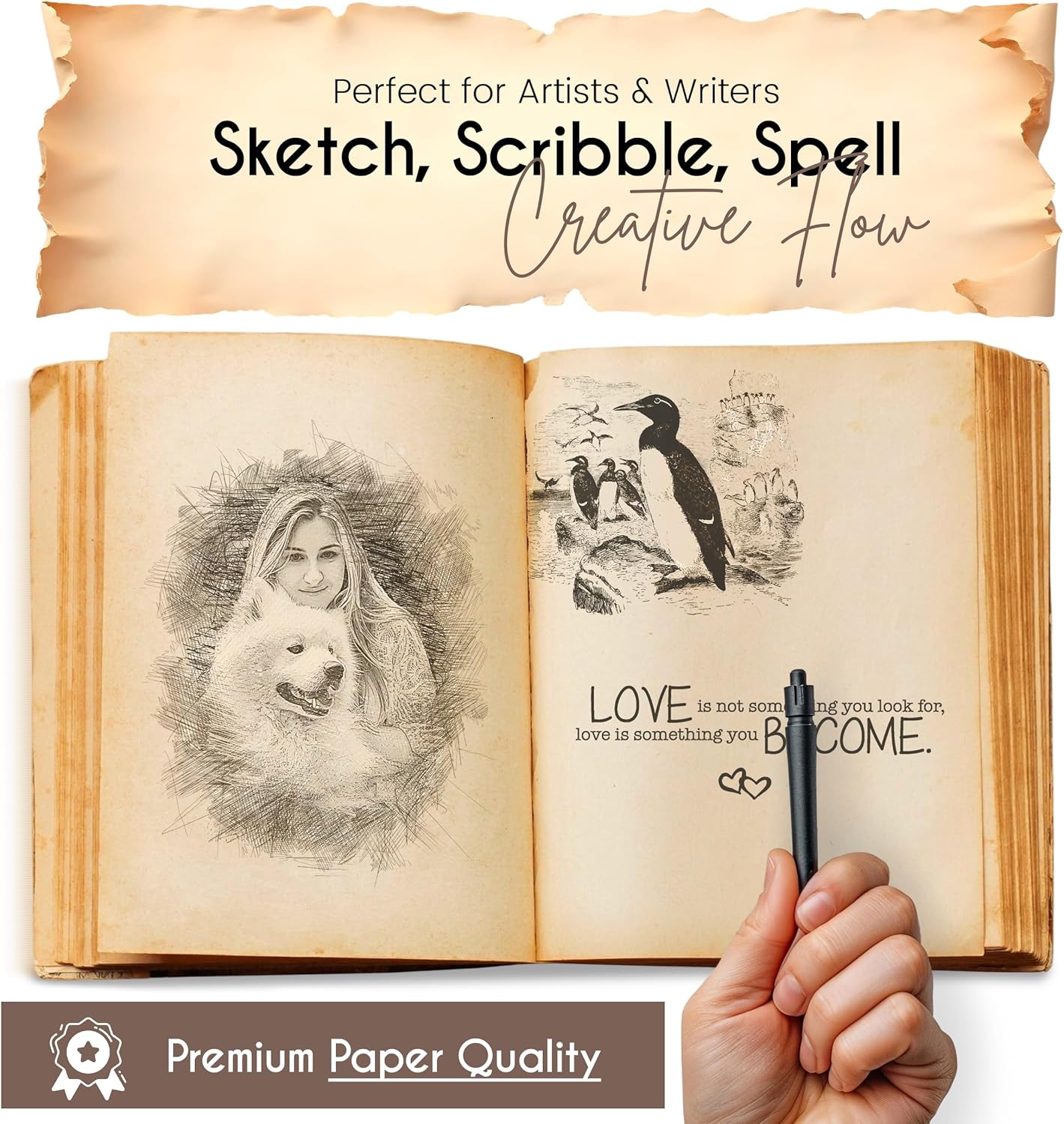 Unicorn Notebook of Shadows Leather Bound Journal with Vintage Clasp Lock β 200 Page Antique Deckle Edge Leather Notebook β Aesthetic Unicorn Journal Daily Diary for Men & Women