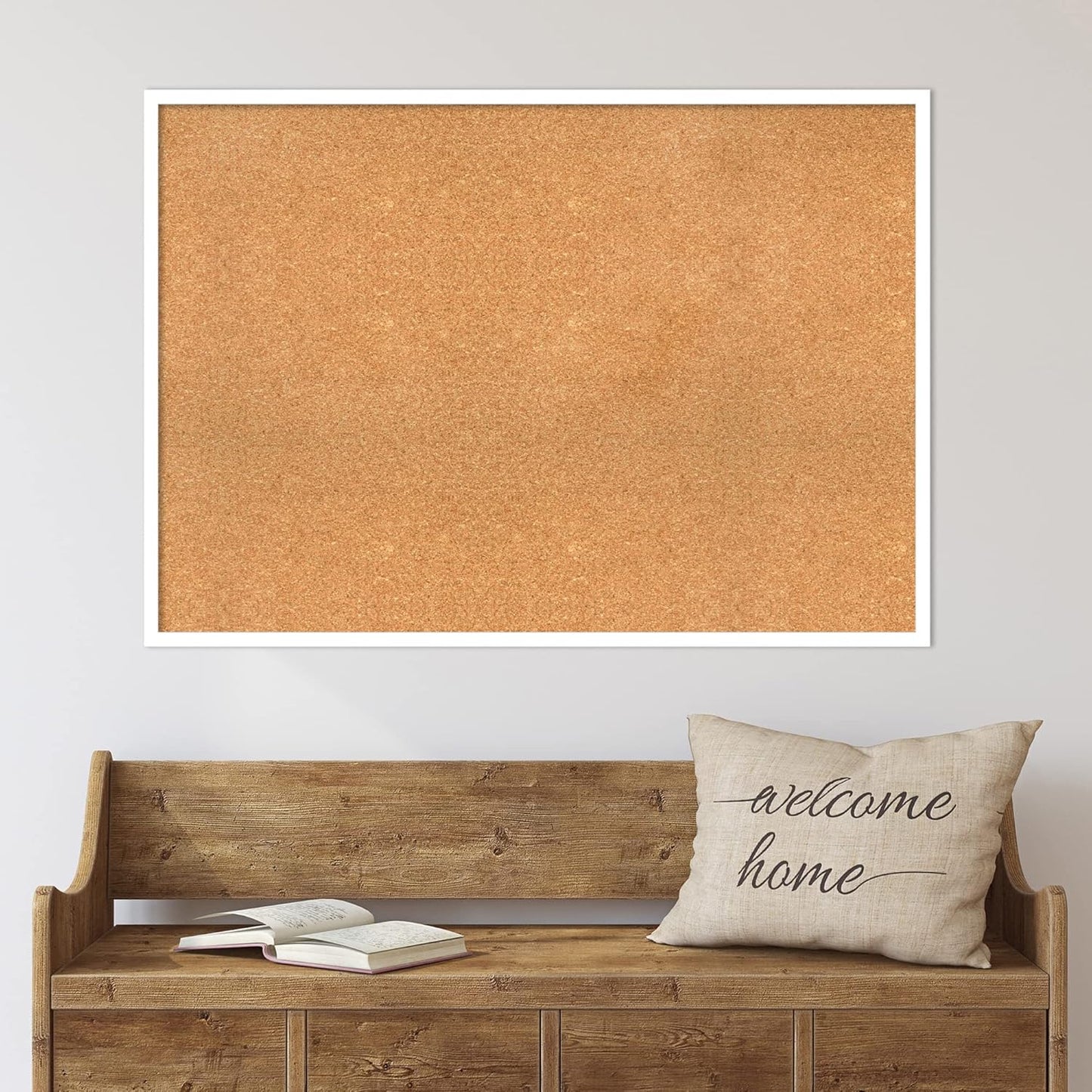 Amanti Art Natural Cork Board for Wall, 29x41 Vision Board with White Frame, X-Large Corkboard Office Decor for Home Organization, Modern Corkboard Pinboard to Display Items for Home Organization in