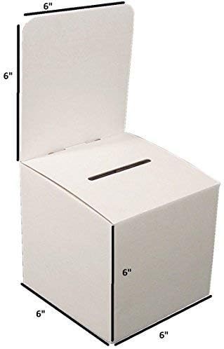 My Charity Boxes Raffle Ticket Donation Collection Ballot Box Reusable Sturdy thick Cardboard with Slot comment Suggestion Box With Removable Header 6H x 6W x 6D, Display area 6H x 6W(Green 10 pack)
