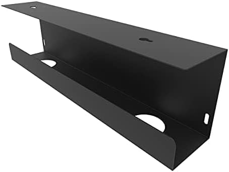 Jingchengmei Under Desk 17 inch Wide Cable Management Tray, Power Strip Holder, Metal Cord Organizer, Wire Management for Office and Home, Black (UDCMT17In, Black)