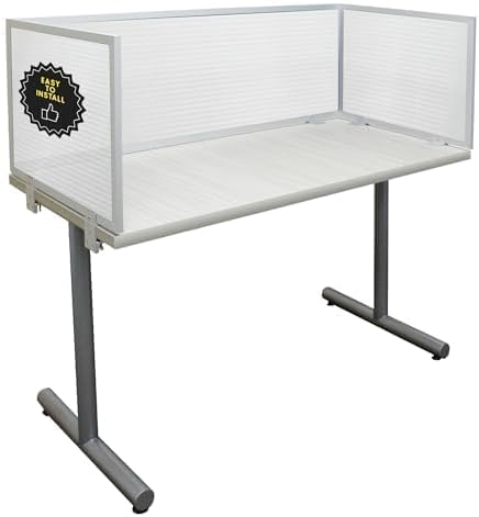 OBEX Polycarbonate Office Desk Mounted Privacy Screen Adjustable Table Top Panel Divider, Universal Aluminum Bracket-USA Made, 18" x 60", Translucent