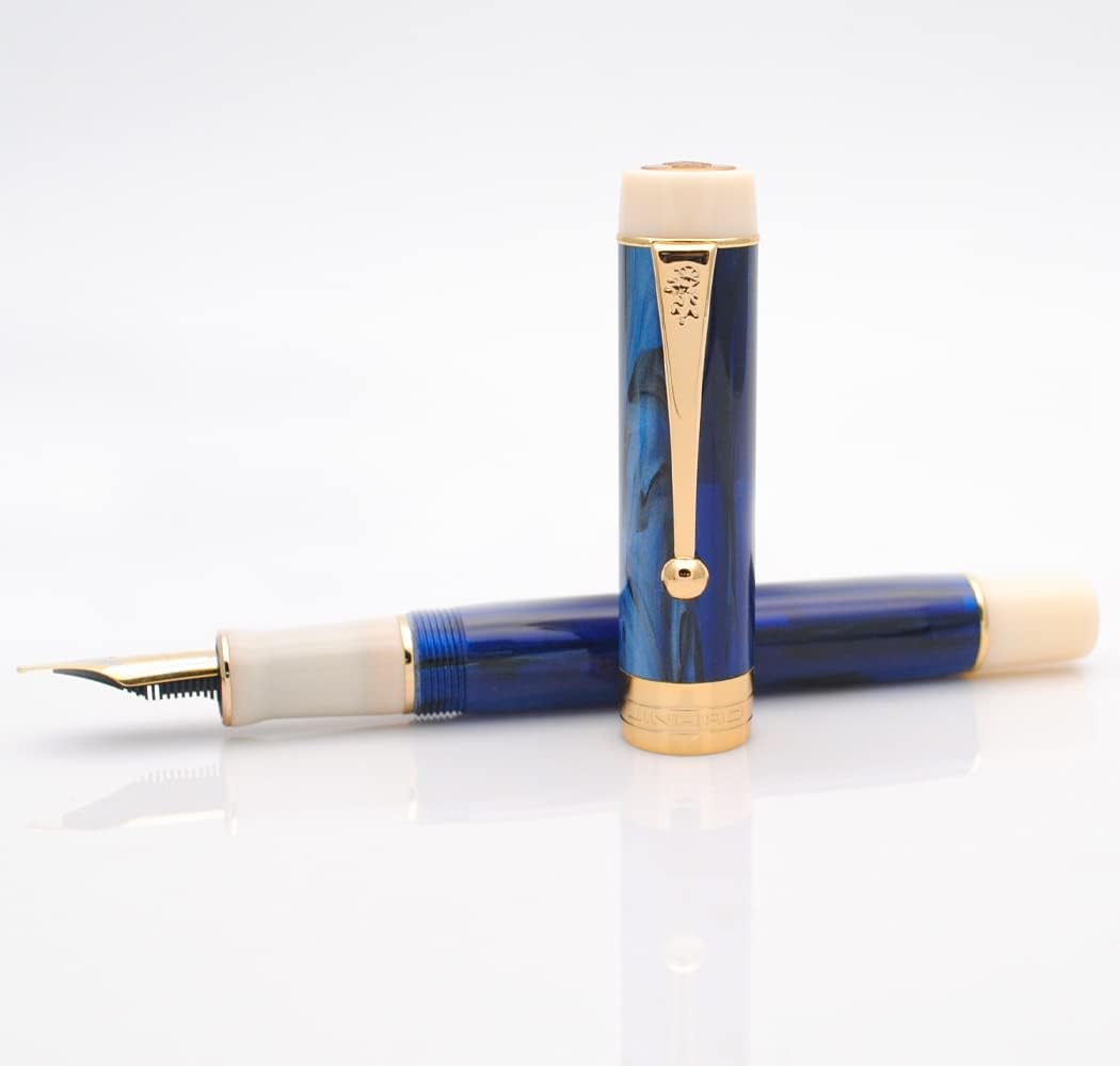 JINHAO 100 Fountain Pen with Ink Converter (Medium Nib 0.7mm, Galaxy Blue-B)