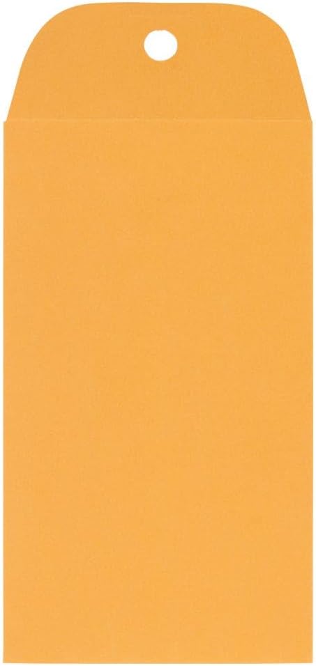 LUXPaper #5 1/2 Coin Envelopes | Clasp | 3 1/8" x 5 1/2" | Golden Kraft | 32lb. Text | 50 Qty