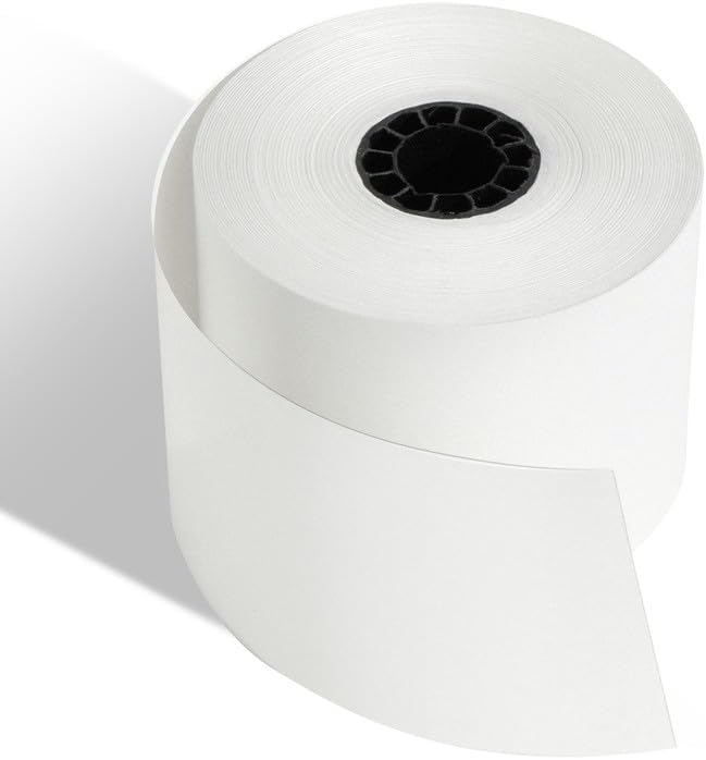 44mm 1-3/4"" x 150' 1-Ply Bond Paper Rolls, 100 Rolls, Compatible with Sharp ER A-320 330 4100 460 470 Register Tape, and More
