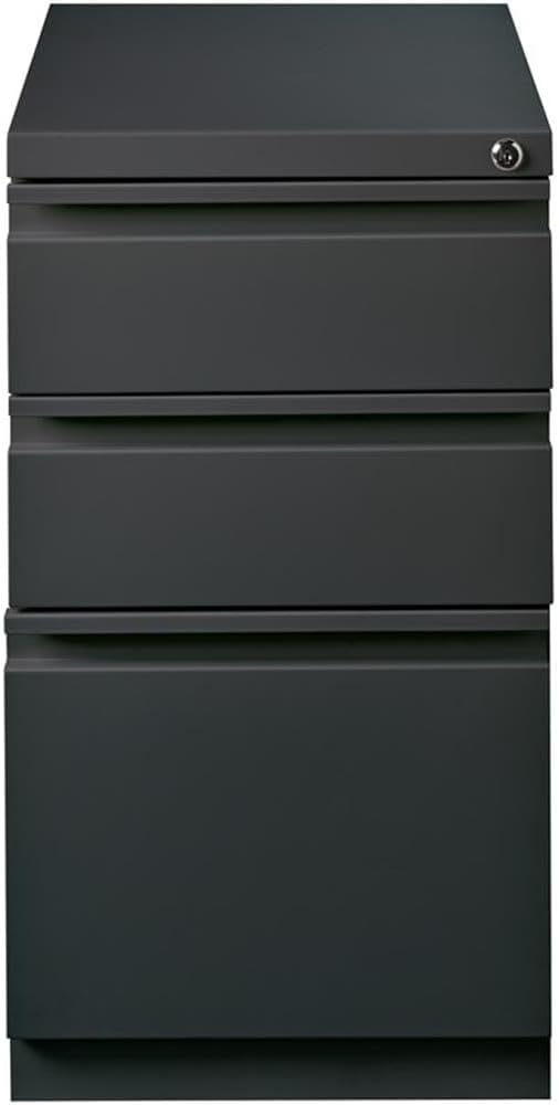 BOWERY HILL 3-Drawer Modern Metal Mobile Pedestal File Cabinet in Charcoal