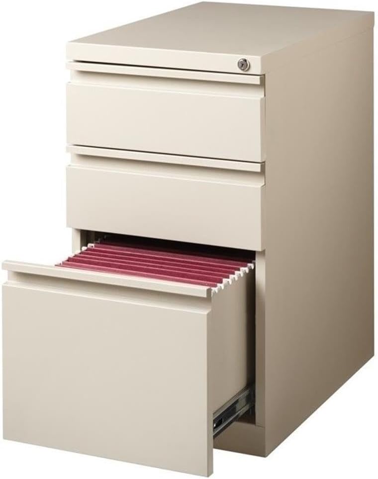 Pemberly Row 27.75" H X 15.00" W Modern 3 Drawer Metal Mobile File Cabinet in Putty with Lock Included