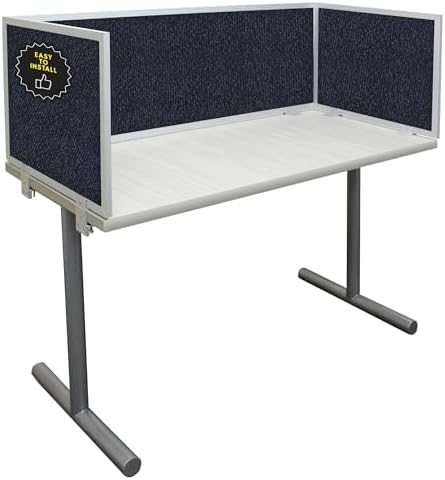 OBEX Acoustic Mounted Screen Privacy Panel Table Top Separator, Sound Blocking Desk Divider (Slate, 24" X 24")