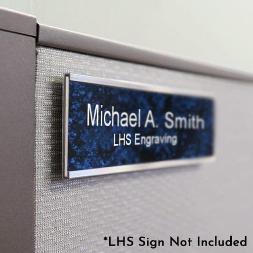 2x8 Executive Name Plate Holder, Yellow Aluminum Adhesive Door Mount for Wall Plaques, Mailbox Signs and Cubicles | Made in USA