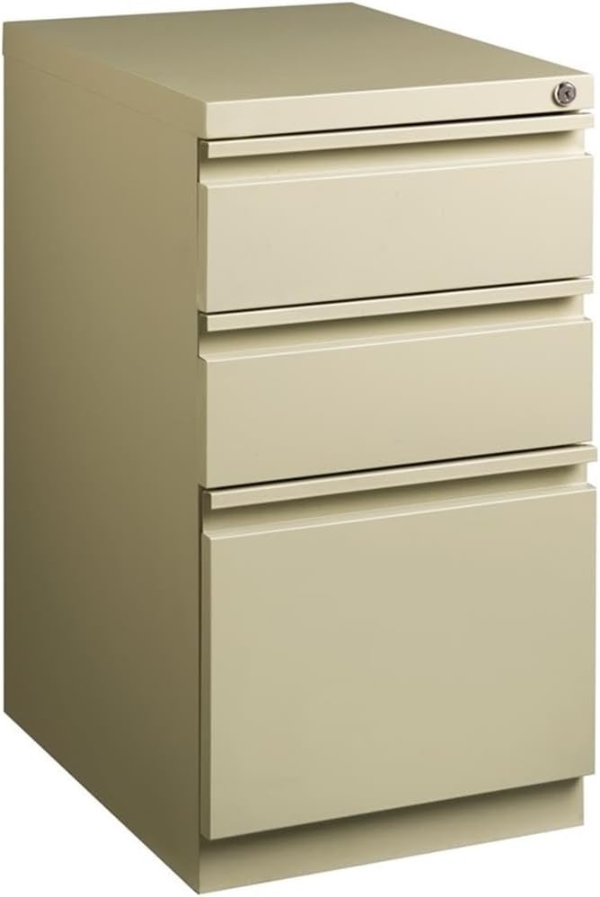 Pemberly Row 27.75" H X 15.00" W Modern 3 Drawer Metal Mobile File Cabinet in Putty with Lock Included