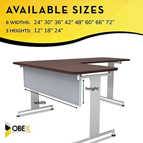OBEX Acoustic Table Mounted Modesty Desk Privacy & Sound Absorbing Panel for Office Cubicles, 12" x 48", Overcast