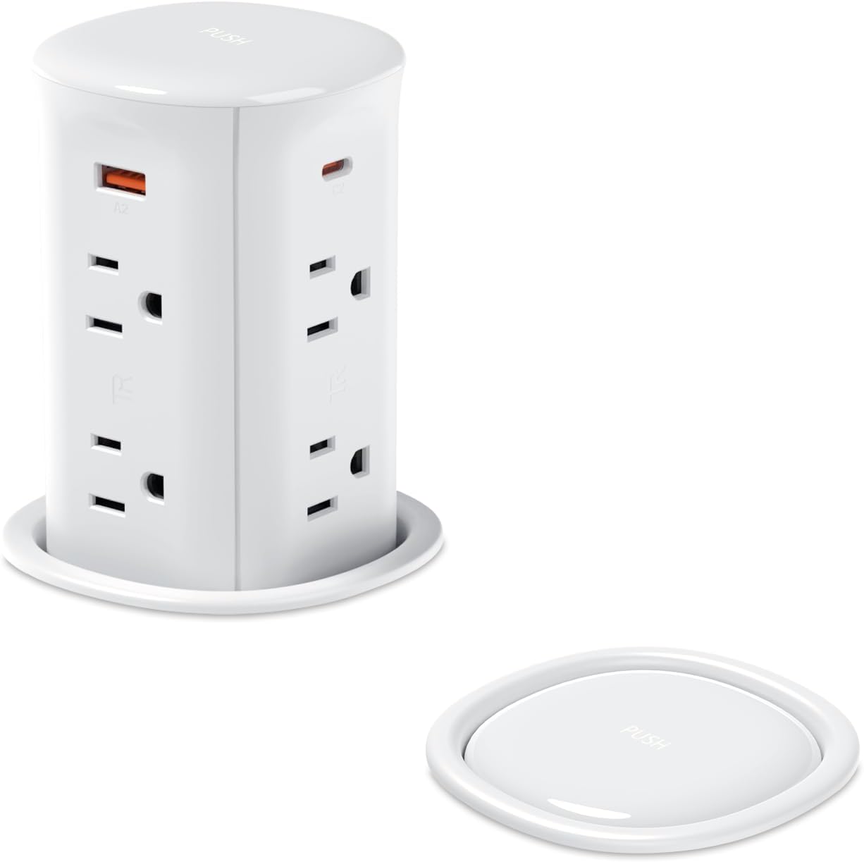 Pop up Outlet for Countertop,3 inch Hole Desktop Power Grommet,8 Outlets 4 USB Ports,15Amp Tamper Resistant Receptacle Flush Mount,Space Saver Recessed Outlet for Home,Office,ETL Listed