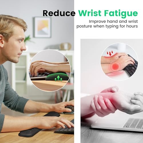 MEKASS Ergonomic Wrist Rest for Keyboard and Mouse, Soft Memory Foam Keyboard Wrist Rest Set with Non-Slip Silicone Base, Easy Typing, Pain Relief, Comfort for Office, Work, Gaming (Saffron)