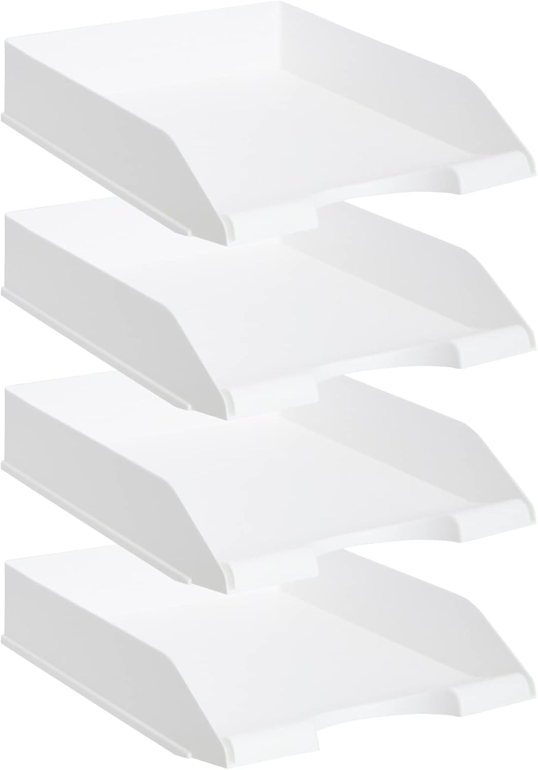 Stockroom Plus Paper Trays for Classroom - 4 Pack, White, 10 x 13.5 x 2.5 in - Desk Organizer Stacking Trays for Classroom Organization & Office Document Storage