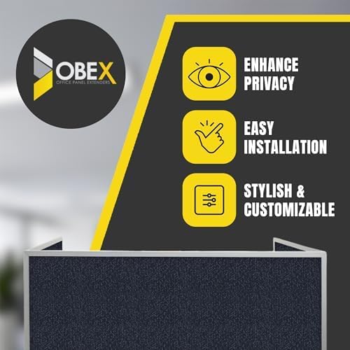OBEX Acoustic Mounted Screen Privacy Panel Table Top Separator, Sound Blocking Desk Divider (Slate, 18" X 66")