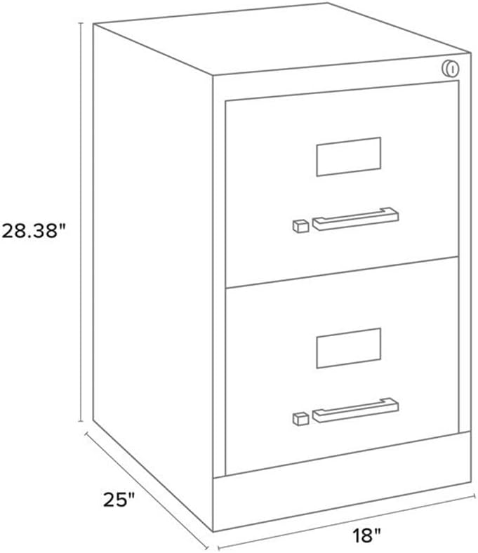 Pemberly Row 2 Drawers 28.38" Vertical Black Metal Filing Cabinet Lockable Pre-Assembled Stationary Legal Size for Home, Office