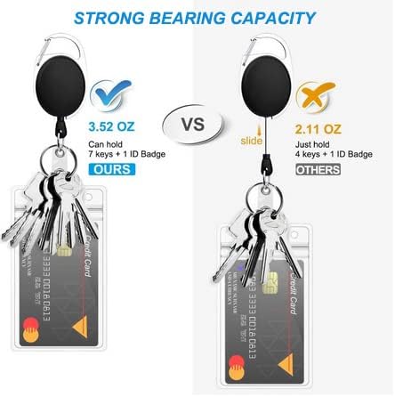 YAKESD 50 Packs Heave Duty Badge Reels Retractable with Carabiner Belt Clip and Key Ring, Badge Holders for ID Card Name Keychain(Black, 26.5 Inch Pull Cord)