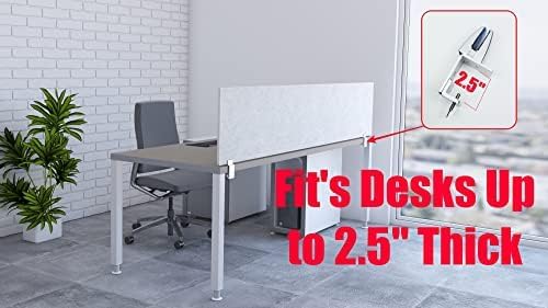 OBEX Panel Desk Mounted PET Privacy Screen, 24" x 72", Stone