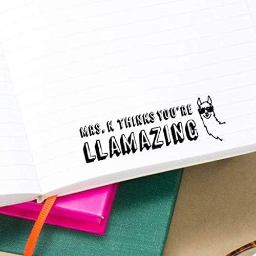 Llamazing Xtra Wide Custom Self-Inking Stamps | 49 Designs & Fun Phrases | Classroom & Library Book Stamps