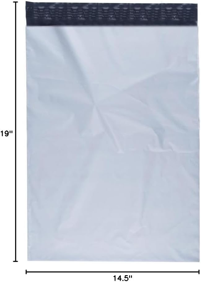 FungLam Poly Mailers Shipping Envelopes Bags, 14.5 x 19 inches, 200 White Polyethylene Self-Seal Envelope-Mailers