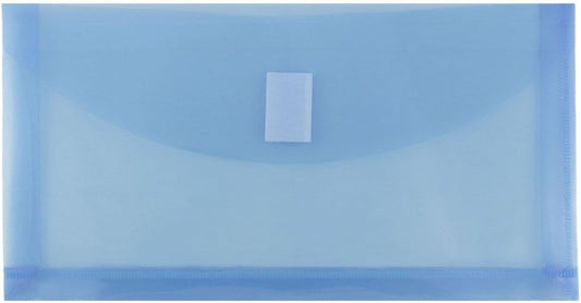 JAM PAPER Plastic Expansion Envelopes with Hook & Loop Closure - #10 Booklet Wallet - 5 1/4 x 10 with 1 Inch Expansion - Blue - 3/Pack
