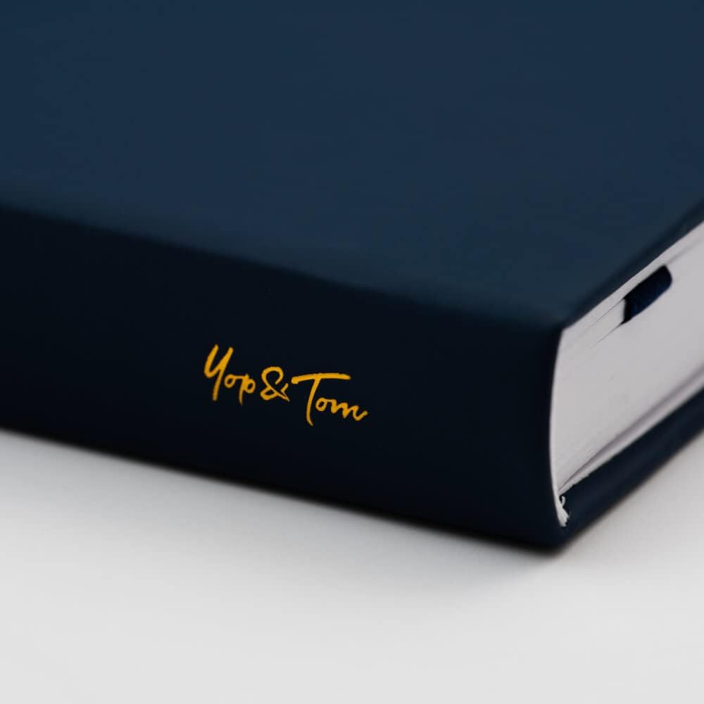 Yop & Tom Bullet Dotted Journal (A5) - Dandelion - Dot Grid Notebook With Extra Thick Paper (160 GSM) - Midnight Blue