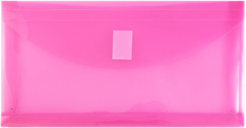 JAM PAPER Plastic Expansion Envelopes with Hook & Loop Closure - #10 Booklet Wallet - 5 1/4 x 10 with 1 Inch Expansion - Assorted Colors - 12/Pack