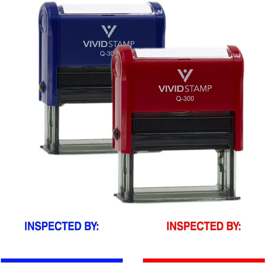 Vivid Stamp Inspected by____ Business Self-Inking Rubber Stamps (Red Ink) - Q-300
