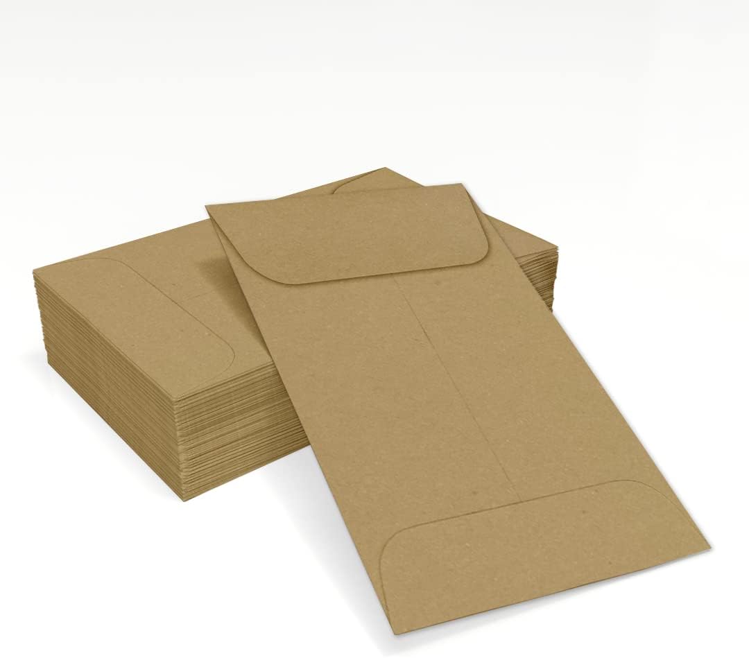 LUXPaper #1 Coin Envelopes | 2 1/4" x 3 1/2" | Grocery Bag Brown | 70lb. Text | 50 Qty