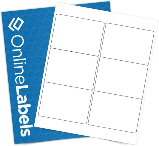 4 x 3 Rectangle Mailing Labels - Permanent, White Matte - Shipping, Wine, Product - Pack of 30,000-5,000 Sheets - Inkjet/Laser Printers - Online Labels