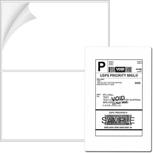 Coopaty Half Sheet Shipping Labels 8.5" x 5.5" Sticker Labels for Laser & Ink Jet Printers, 2 Per Page Self Adhesive Mailing Labels for Packages (500 Labels)