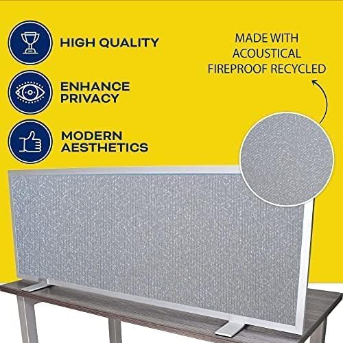 OBEX Acoustical Free Standing Privacy Screen, Cubicle Accessories Desk Privacy Panel, Desk Dividers for Office, Office Furniture Partitions Portable Sound Proof Dividers, 18" x 42", Overcast
