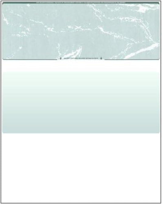 Compuchecks Top Blank Check Paper - 1000 Pack, Quick-Books & Laser Printer Compatible - Security Business Checks with Voucher - 8.5" x 11" Green Marble