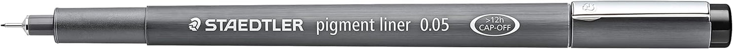 STAEDTLER Pigment Liner, Fineliner Pen for Drawing, Drafting, Journaling, 0.05mm, Black, Box of 5 Pens, 308 0059M