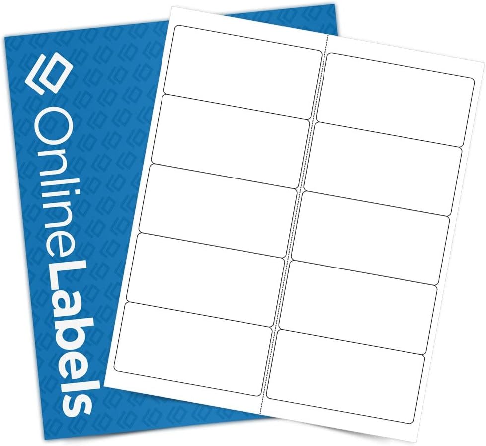 4 x 2 Rectangle Mailing Labels - Permanent, White Matte - Address, Shipping, Gift - Pack of 100 Labels, 10 Sheets - Inkjet/Laser Printers