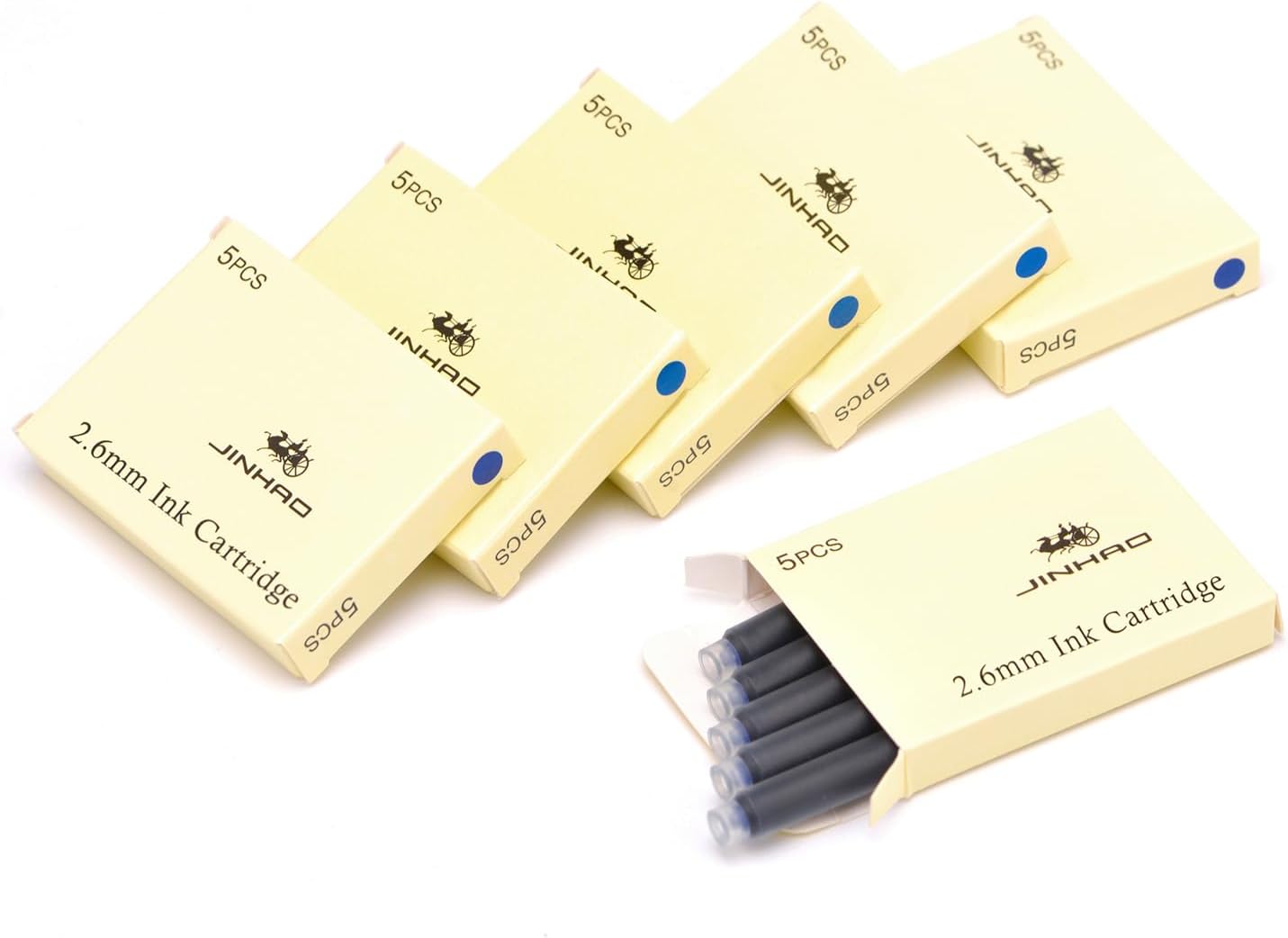 Jinhao Fountain Pen Blue Ink Cartridge International Standard 2.6mm Bore Diameter Ink Refill Set of 30 PCS