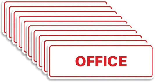 Signs ByLITA Standard Office Sign - Professional Business Signage - Easy to Install (White/Red) - Large 10 Pack