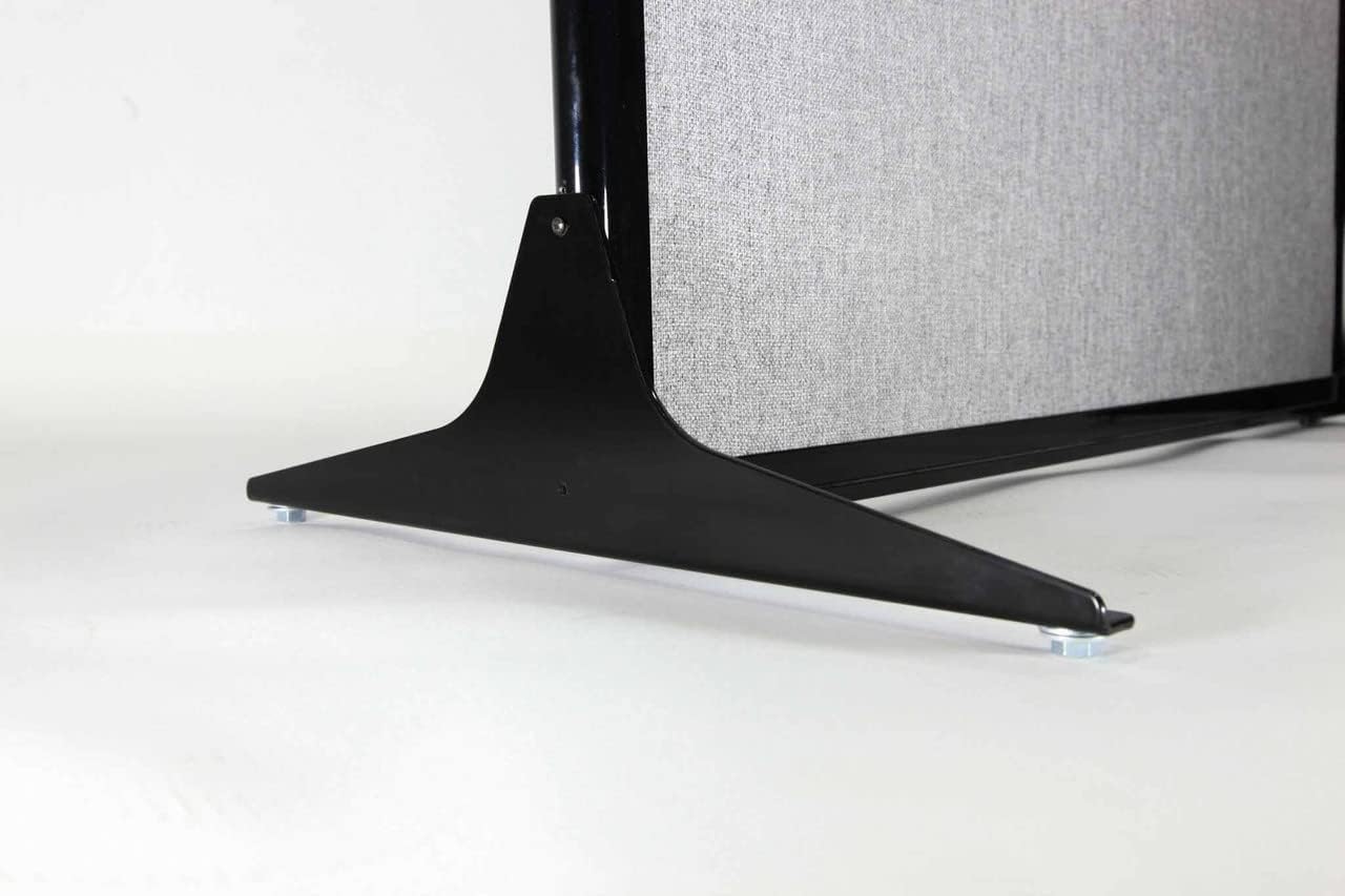 Versare Office Workstation Screen | Portable Wall Divider | Modern Cubicle | Freestanding Privacy Screen | Flexible Work Space | 3 Panels | 99" Wide x 70" Tall Marble Gray SoundSorb Panels With Window