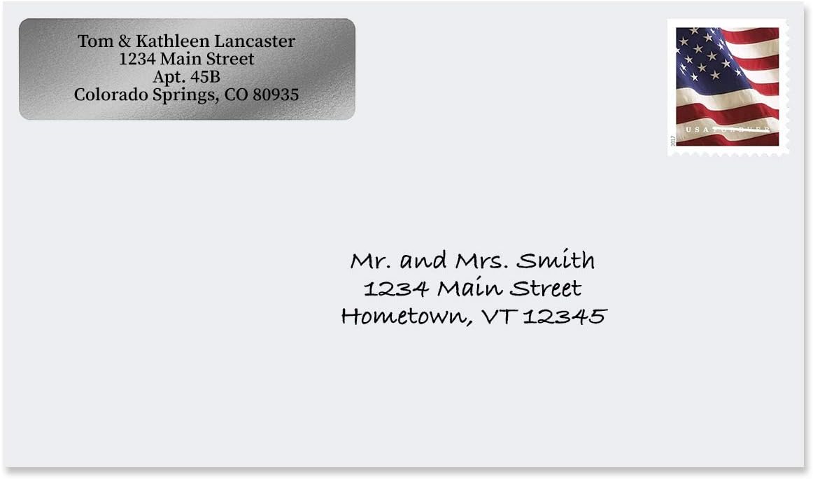 Colorful Images Silver Metallic Foil Rolled Return Address Mailing Labels with Dispenser, Customize with Name & Shipping Address, 250 Self Adhesive, Easy Peel Sticker Label Roll, 3/4" x 2 1/2"