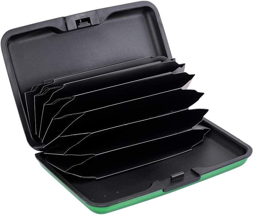 ELFISH Mini RFID Aluminum Wallet Credit Cards Holder Business Card Case Metal ID Case for Men Women (Green)