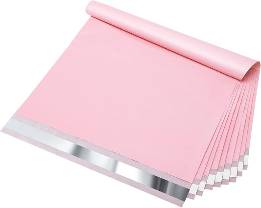 Fuxury 100 Pcs Poly Mailers 12x15.5Inch, Waterproof Shipping Bags for Clothing, Strong Adhesive Shipping Envelopes for Small Business, Self Seal Mailers Poly Bags Mailing Envelopes Light Pink