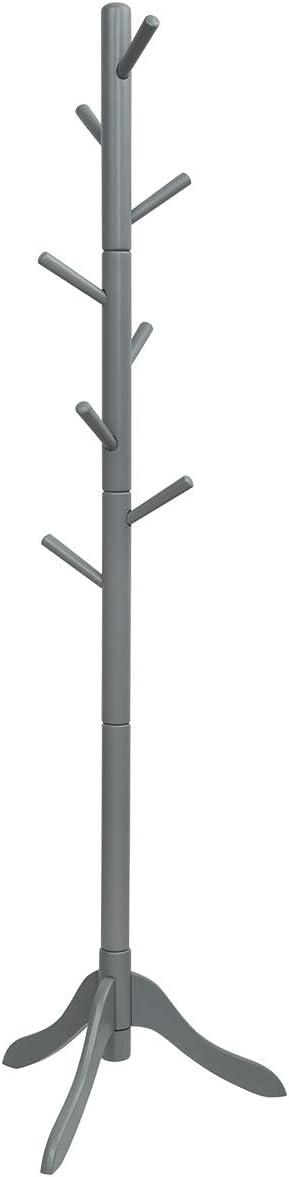 Tangkula Wooden Tree Coat Rack Freestanding, Entryway Coat Stand with 8 Hooks, Height Adjustable Coat Tree, Coat Hanger Stand for Home Office Hall Entryway