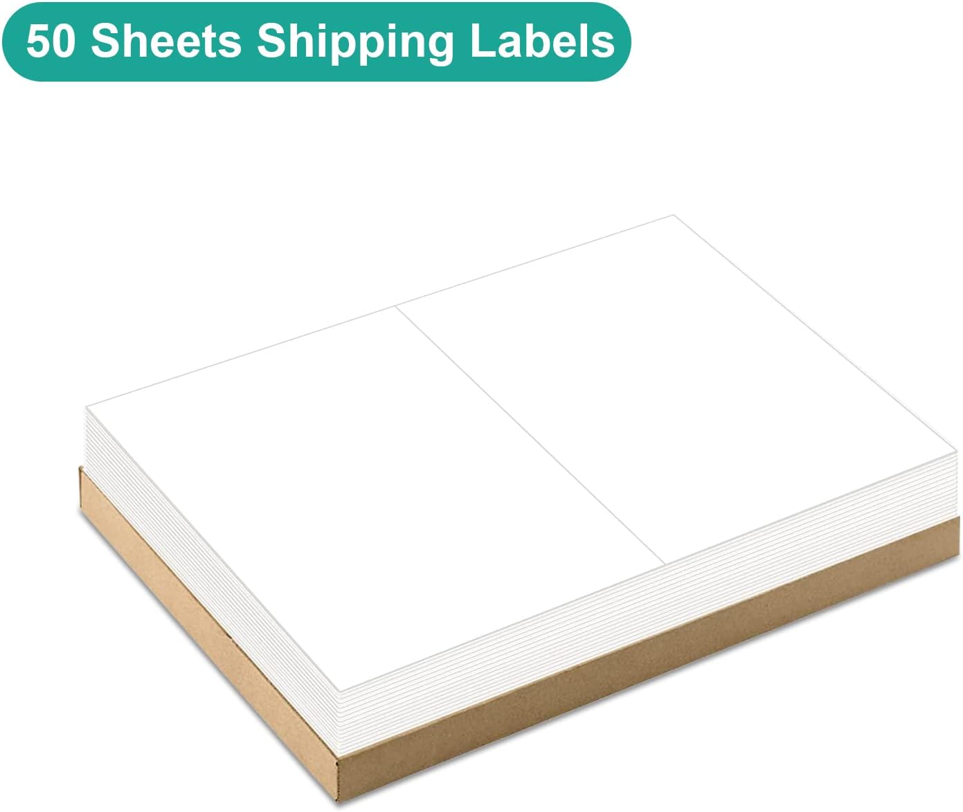 MFLABEL Half Sheet Labels with Self Adhesive, 8.5 x 11 Inches Packaging Labels, Address Labels, Shipping Labels for Laser & Inkjet Printers, 100 Count(50 Sheets)