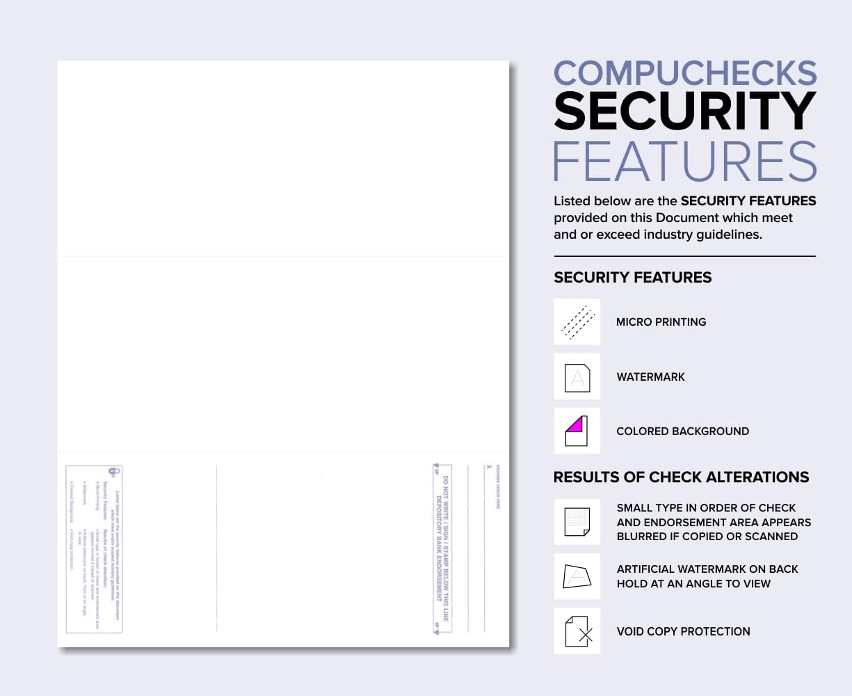 Business Voucher Check Stock - Computer Laser Checks - 500 Sheets, Check on Bottom, Gold Pinstripe