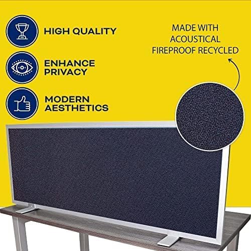 OBEX Acoustical Free Standing Privacy Screen, Cubicle Accessories Desk Privacy Panel, Desk Dividers for Office, Office Furniture Partitions Portable Sound Proof Dividers, 18" x 48", Slate
