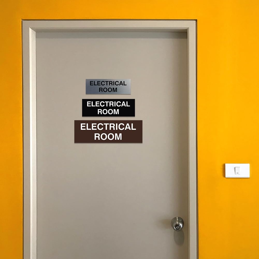 All Quality Basic Electrical Room Sign | Durable Construction | Building Safety - Silver - Medium (1 Pack)