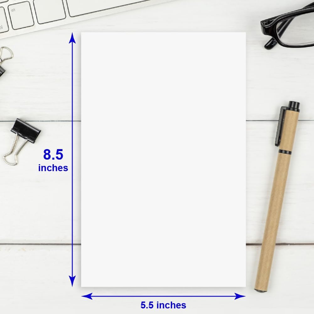 Half Letter Size Paper, 5.5"x8.5, 100gsm, White, 300 Sheets