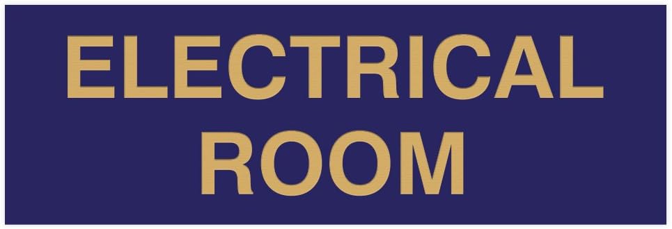 All Quality Basic Electrical Room Door/Wall Sign | Durable Construction | Building Safety - Blue/Gold - Large (1 Pack)