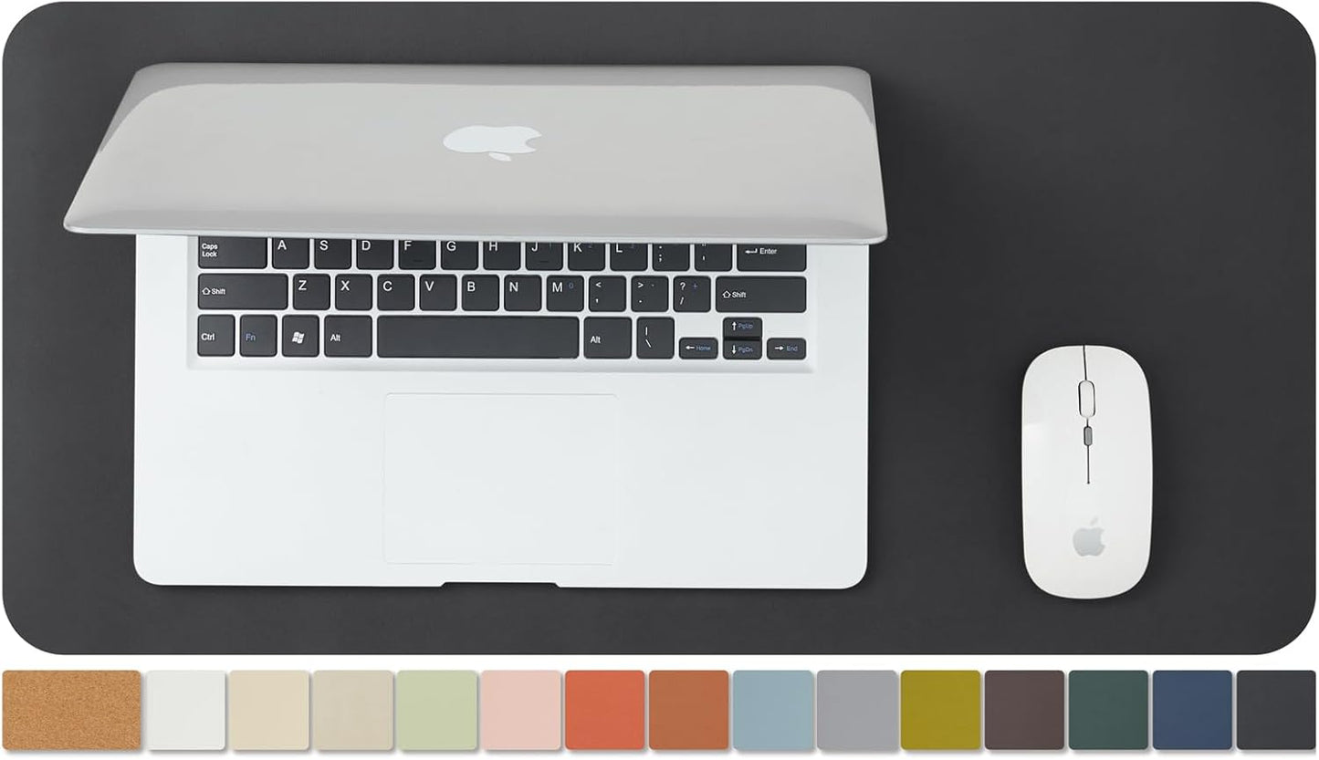 Compact Cork Desk Mat - Small Dual-Sided Desk Pad for Office and Home - Desk Organization and Accessories - Ideal for Large Mouse Pad and Small Desk Mats on Top of Desks(Black,23.6"x 11.8")
